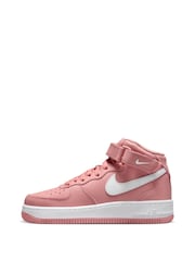 Nike Red Air Force 1 Mid LE Youth Trainers - Image 3 of 11