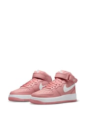 Nike Red Air Force 1 Mid LE Youth Trainers - Image 4 of 11