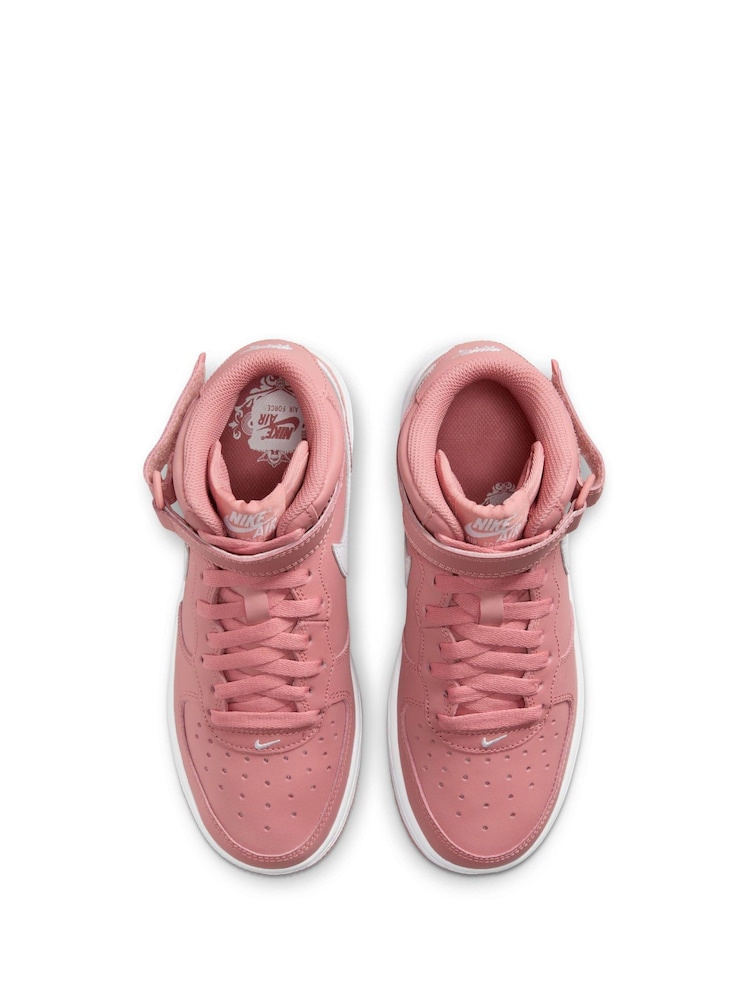 Nike Red Air Force 1 Mid LE Youth Trainers - Image 6 of 11