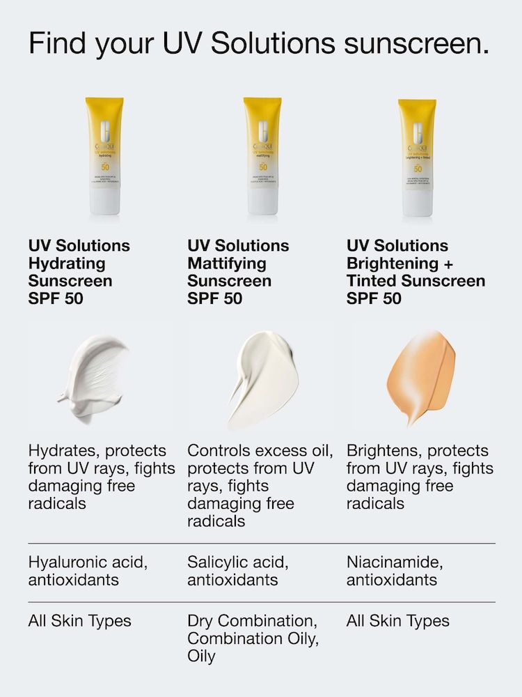 Clinique UV Solutions Brightening + Tinted Sunscreen SPF 50 - Image 9 of 9 Clinique UV Solutions Brightening + Tinted Sunscreen SPF 50 - Image 9 of 9