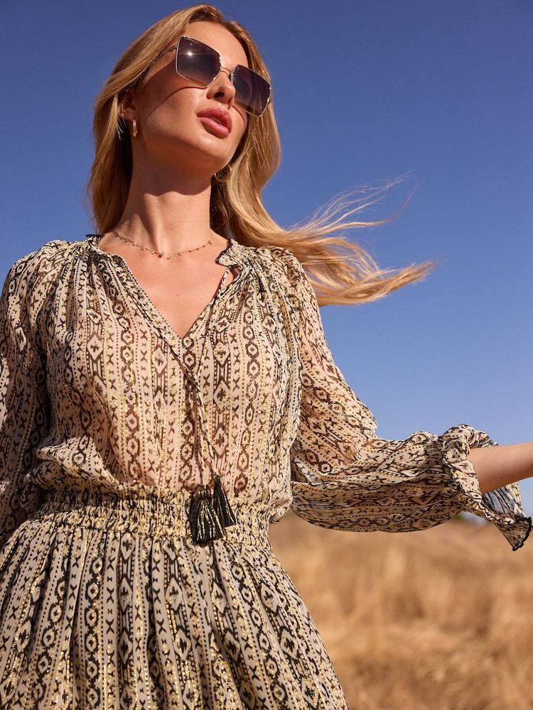 Friends Like These Gold Long Sleeve Blouson Blouse Co-ord - Image 4 of 4