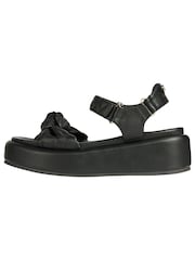 Lipsy Black Wide FIt Chunky Bow Strap Faux Leather Flatform Sandal - Image 5 of 5