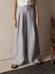 Flieder-Violett - Strukturierte Hose aus 100 % Leinen mit weitem Bein - Bild 2 von 6