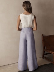 Flieder-Violett - Strukturierte Hose aus 100 % Leinen mit weitem Bein - Bild 3 von 6