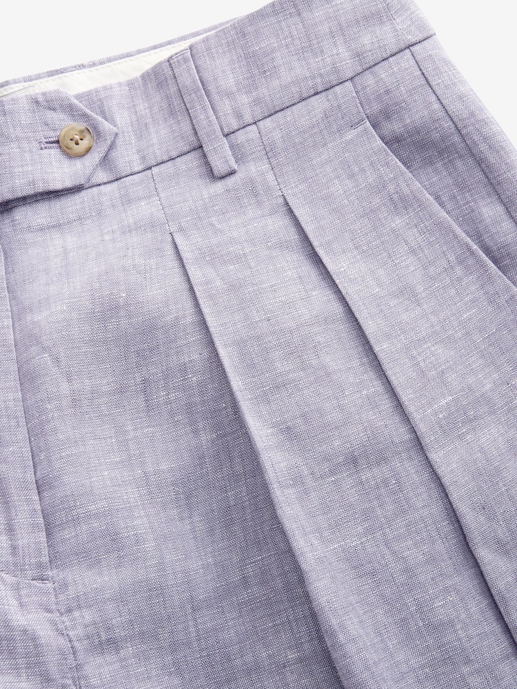 Flieder-Violett - Strukturierte Hose aus 100 % Leinen mit weitem Bein - Bild 6 von 6