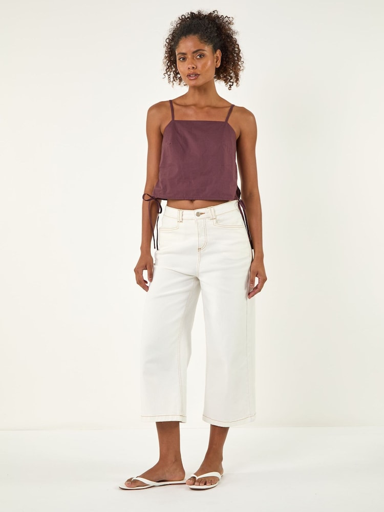 Roman Purple Cotton Poplin Side Tie Top - Image 2 of 4 Roman Purple Cotton Poplin Side Tie Top - Image 2 of 4