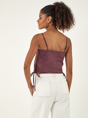 Roman Purple Cotton Poplin Side Tie Top - Image 3 of 4