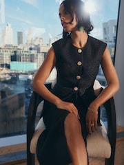 Black Rochelle Humes Boucle Longline Waistcoat - Image 1 of 7