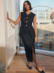 Black Rochelle Humes Boucle Longline Waistcoat - Image 3 of 7