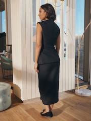 Black Rochelle Humes Boucle Longline Waistcoat - Image 5 of 7