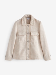 Neutrale Farbe - Bouclé-Pailletten-Hemdjacke - Bild 5 von 6