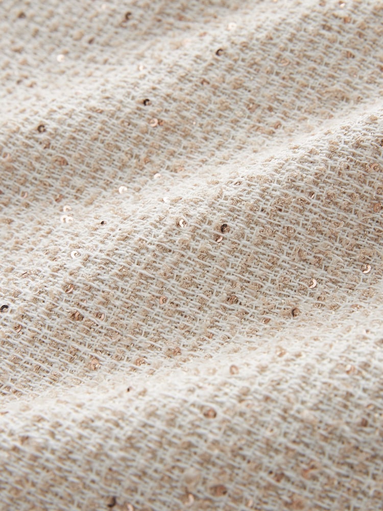 Neutrale Farbe - Bouclé-Pailletten-Hemdjacke - Bild 6 von 6