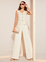 Friends Like These Ivory White Textured Waistcoat - Image 3 of 4
