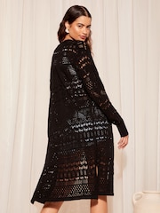 Friends Like These Black Crochet Maxi Cardigan - Image 4 of 4