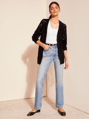 Friends Like These Black Stitch Sleeve Crochet Cardigan - Image 3 of 4