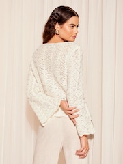 Friends Like These Ivory White Crochet Flute Sleeve Top - Image 4 of 4