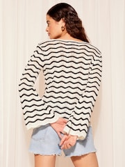 Friends Like These Black/White Crochet Flute Sleeve Top - Image 4 of 4