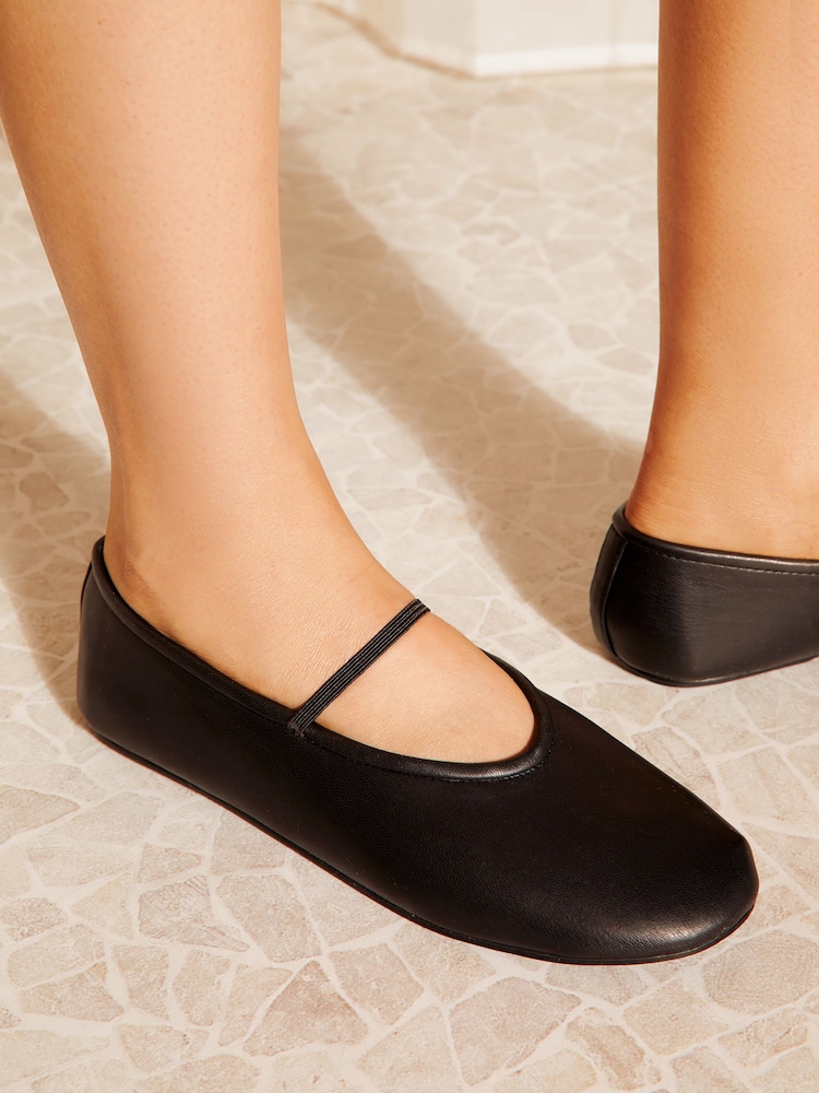 Friends Like These Black Round Toe Elastic Strap Mary Jane Ballet Pump - Image 2 of 5
