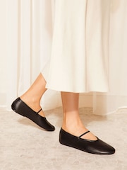 Friends Like These Black Round Toe Elastic Strap Mary Jane Ballet Pump - Image 3 of 5
