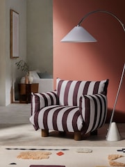 MADE.COM Chocolate Brown Wide Stripe Jude Accent Chair - Image 1 of 5