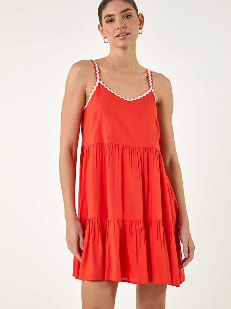 Roman Orange Embellished Strappy Tiered Dress - Image 2 of 4 Roman Orange Embellished Strappy Tiered Dress - Image 2 of 4