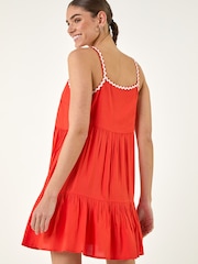 Roman Orange Embellished Strappy Tiered Dress - Image 3 of 4