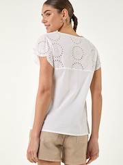 Roman White Broidery Buttoned Top - Image 3 of 5