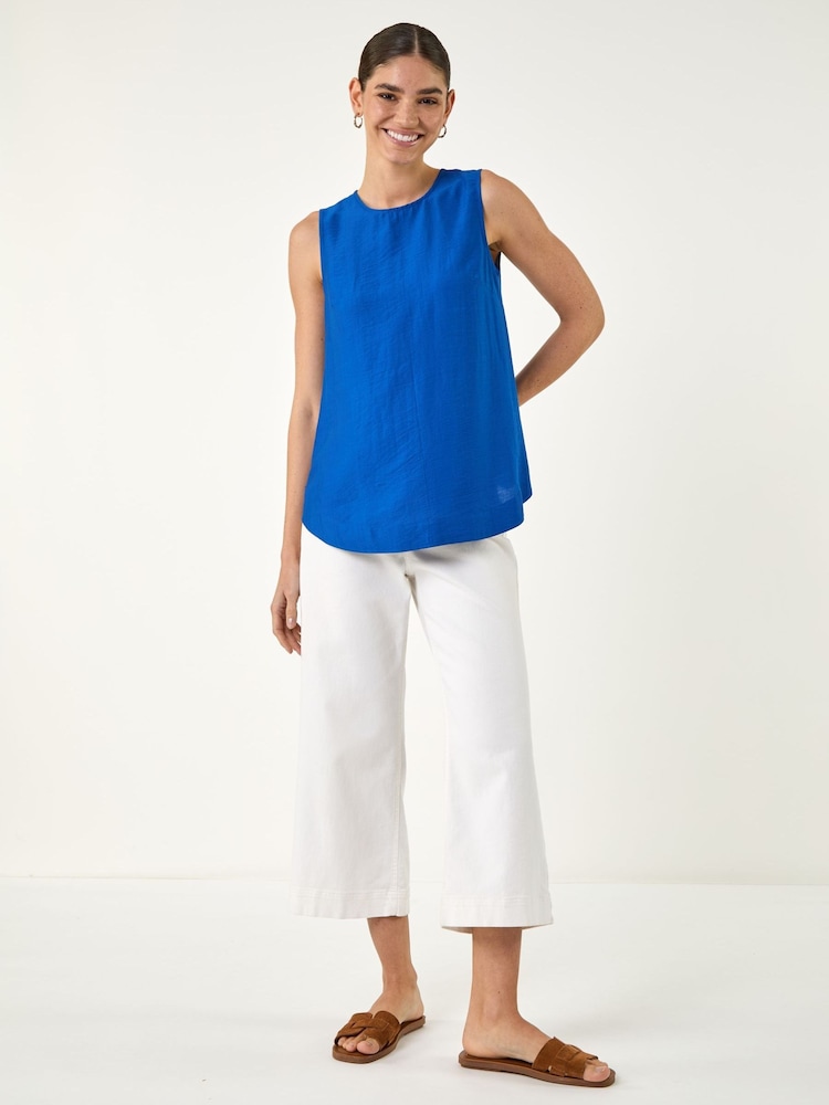 Roman Blue Curved Hem Vest Top - Image 2 of 4 Roman Blue Curved Hem Vest Top - Image 2 of 4