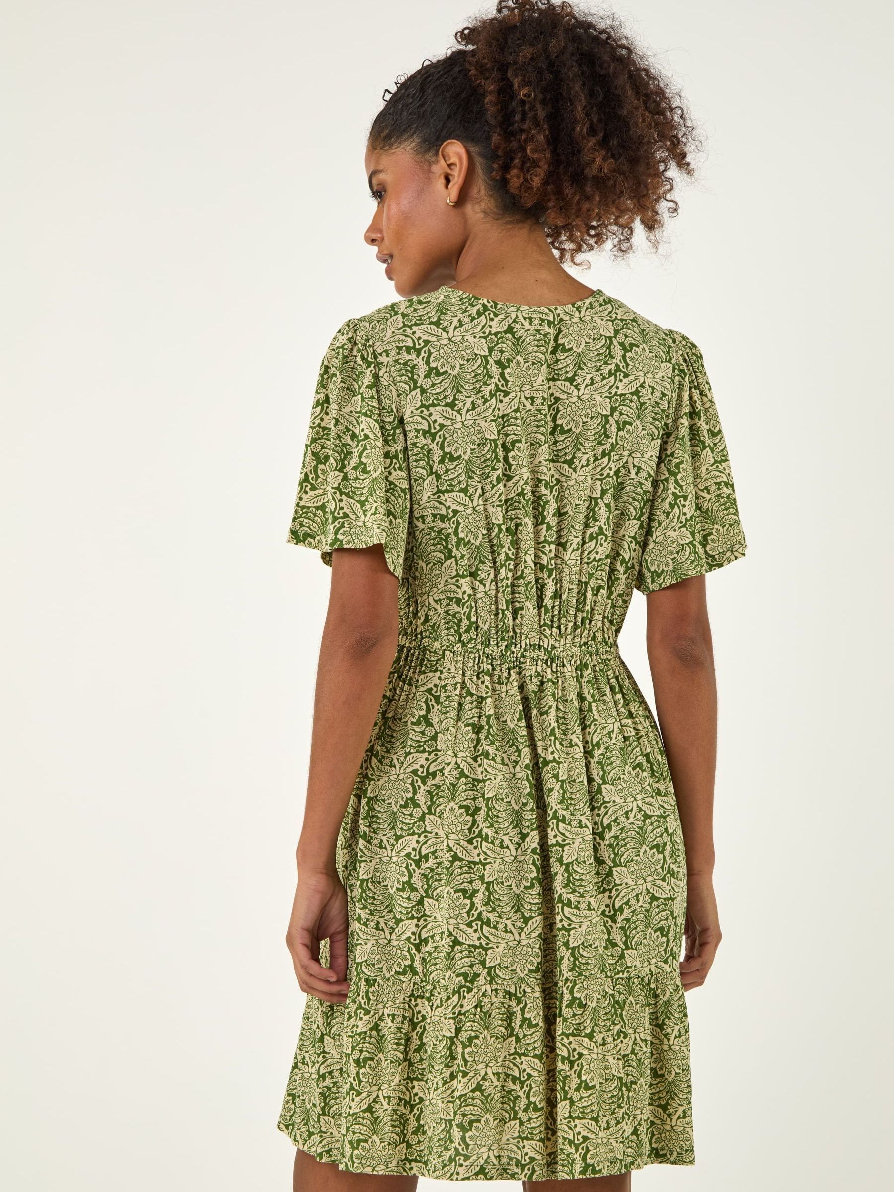 Buy Roman Green Abstract Lace Trim Dress from Next Romania