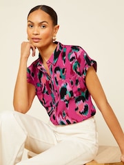 Love & Roses Pink Roll Sleeve Utility Shirt - Image 3 of 4