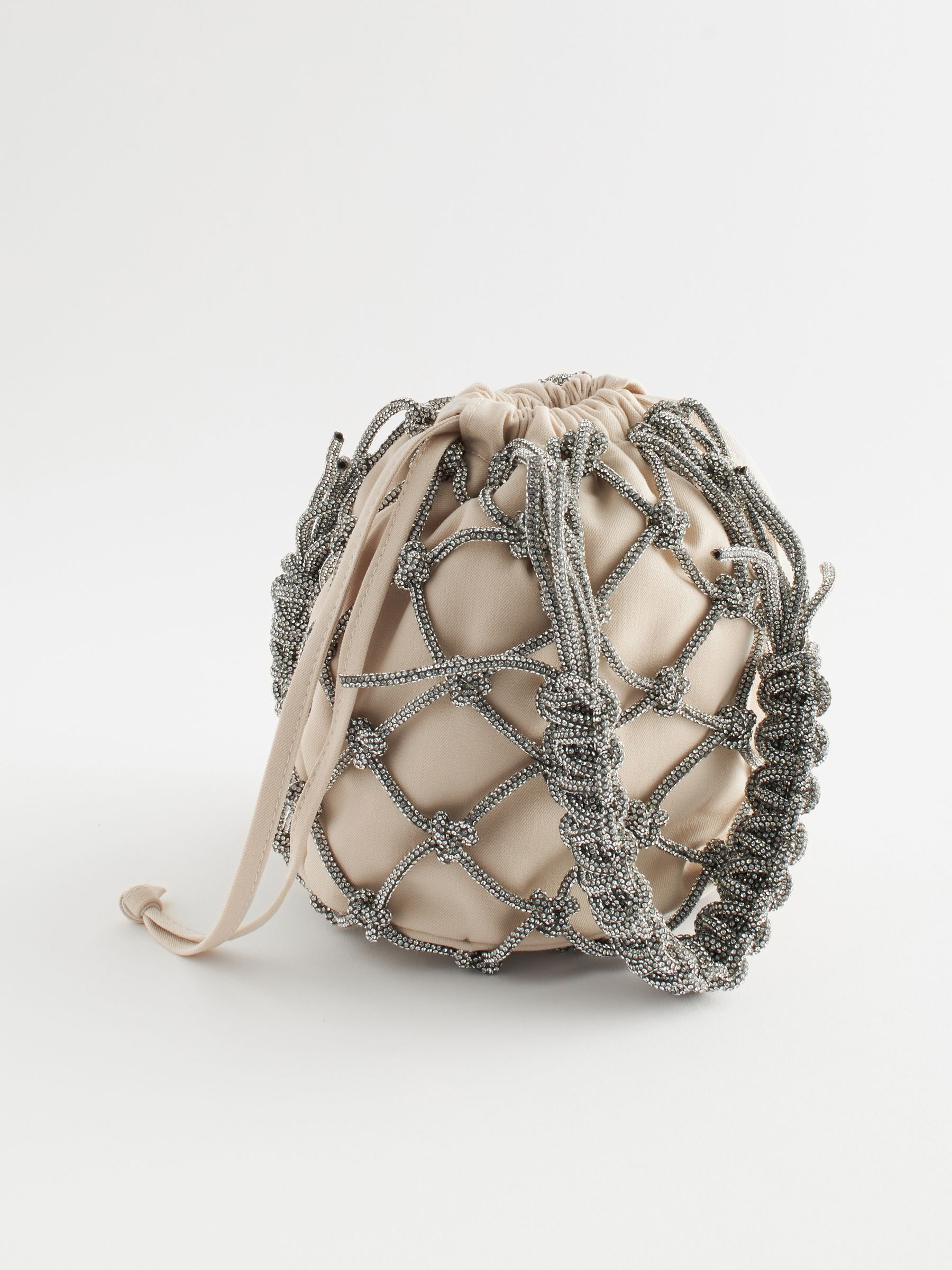 Silver Diamante Bucket Bag