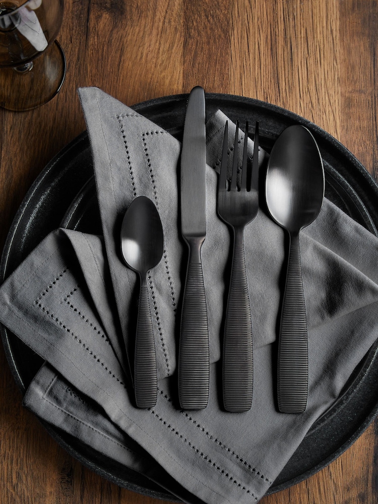 16 Piece Black Stamford Cutlery Set - Image 2 of 3
