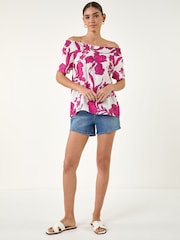 Roman Pink Floral Print Bardot Top - Image 3 of 4