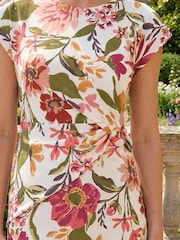 Roman White Floral Print Wrap Twist Midi Dress - Image 4 of 4