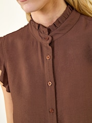 Roman Brown Frill Sleeve Blouse - Image 4 of 4