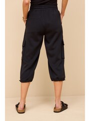 Black Slinky Capri 3/4 Length Crop Cargo Trousers - Image 4 of 7