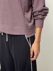 Purple Raw Hem Detail Washed Crew Neck 100% Cotton Sweatshirt - Image 5 of 7
