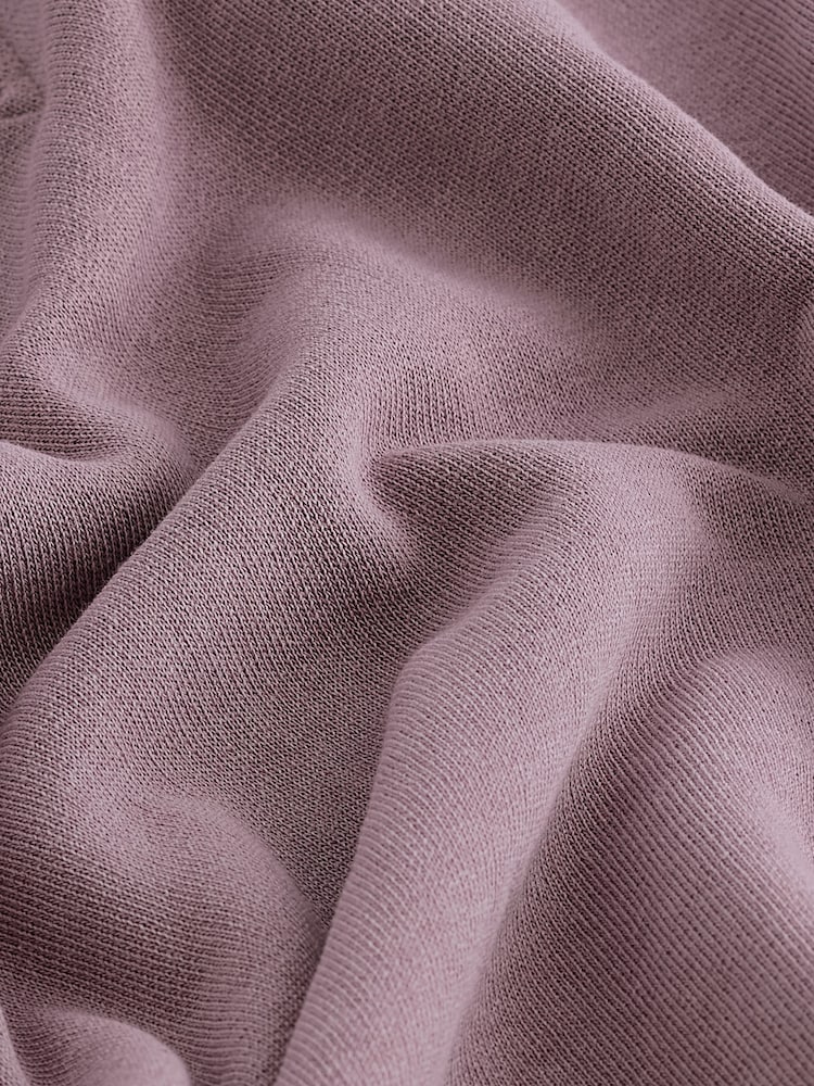 Purple Raw Hem Detail Washed Crew Neck 100% Cotton Sweatshirt - Image 7 of 7