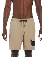 Nike Natural Graphic Swoosh 7 Inch Volley Swim Shorts - Image 1 of 8