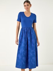 Roman Blue Floral Print Pocket Midi Dress - Image 2 of 4