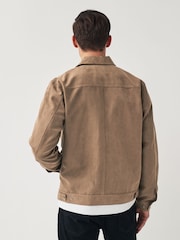 Stone Faux Suede Collared Trucker Jacket - Image 3 of 10