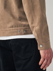 Stone Faux Suede Collared Trucker Jacket - Image 5 of 10