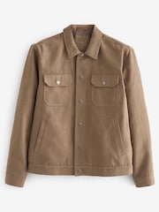 Stone Faux Suede Collared Trucker Jacket - Image 6 of 10