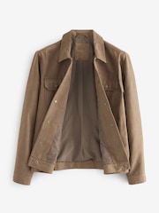 Stone Faux Suede Collared Trucker Jacket - Image 7 of 10