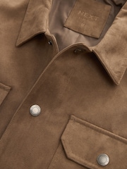 Stone Faux Suede Collared Trucker Jacket - Image 9 of 10