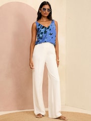 Love & Roses Blue Animal V Neck V Back Woven Vest - Image 4 of 4