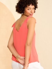 Love & Roses Red V Neck Scallop Detail Tie Shoulder Vest - Image 3 of 4