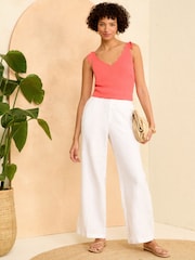 Love & Roses Red V Neck Scallop Detail Tie Shoulder Vest - Image 4 of 4