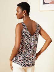 Love & Roses Black V Neck V Back Woven Vest - Image 2 of 4