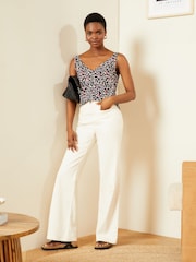 Love & Roses Black V Neck V Back Woven Vest - Image 4 of 4